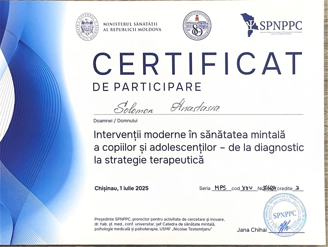 Intervenții moderne în sănătatea mintală a copiilor și adolescenților — SPNPPC · Chișinău, 2025