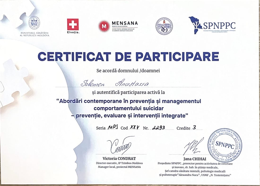 Prevenția și managementul comportamentului suicidar — MENSANA · SPNPPC